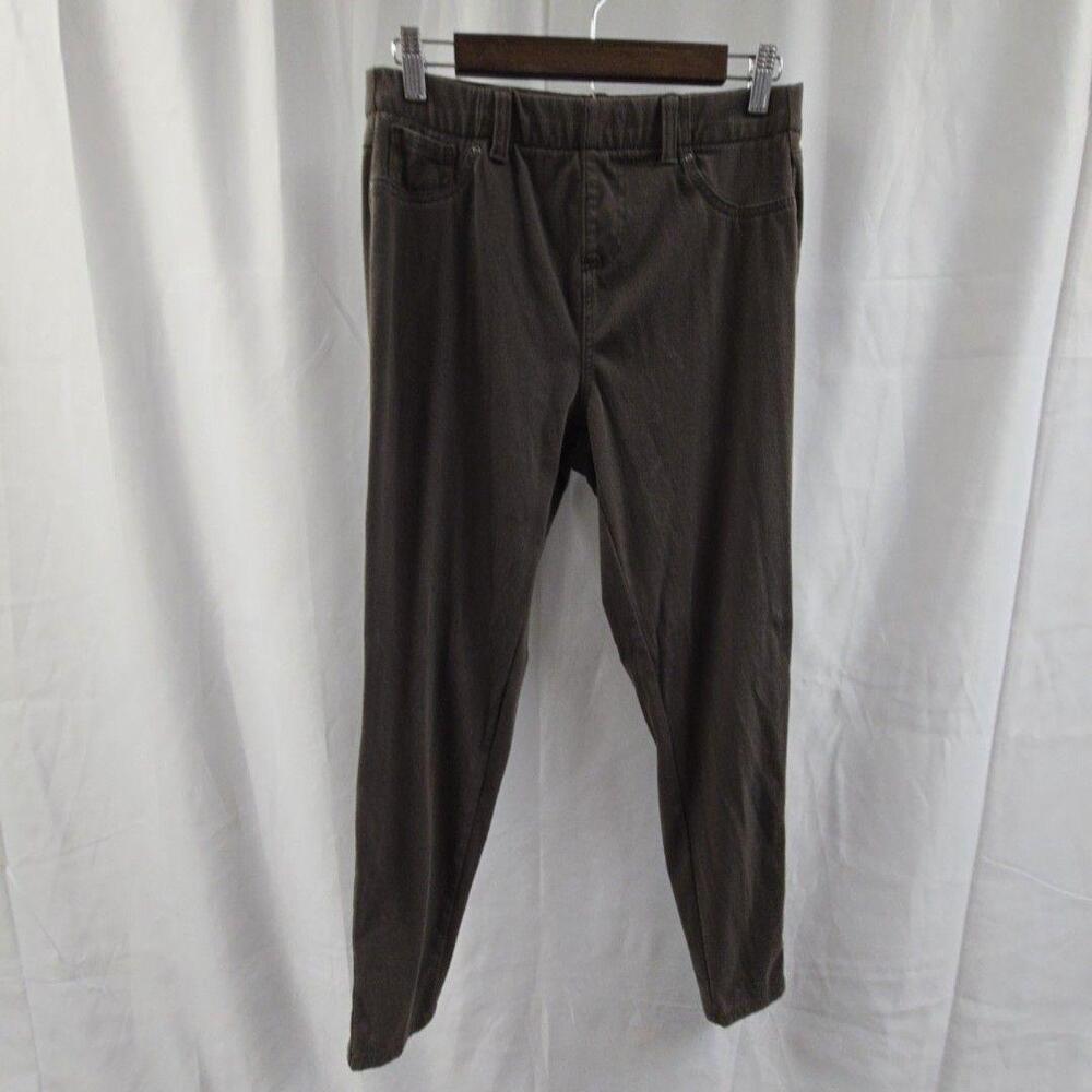 Serra Leggings Womens Large Brown Twill Jeggings Elastic Waist Stretch Pockets